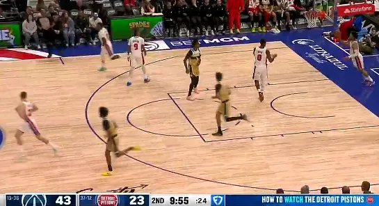 九游体育-莱利低手上篮打进，奇才领先活塞到20分分差